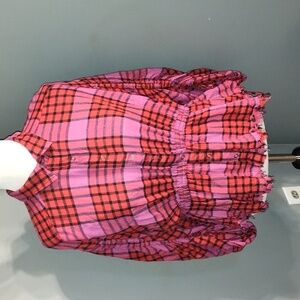 Free People Pacific Dawn Drawstring Plaid Shirt size medium with raw him